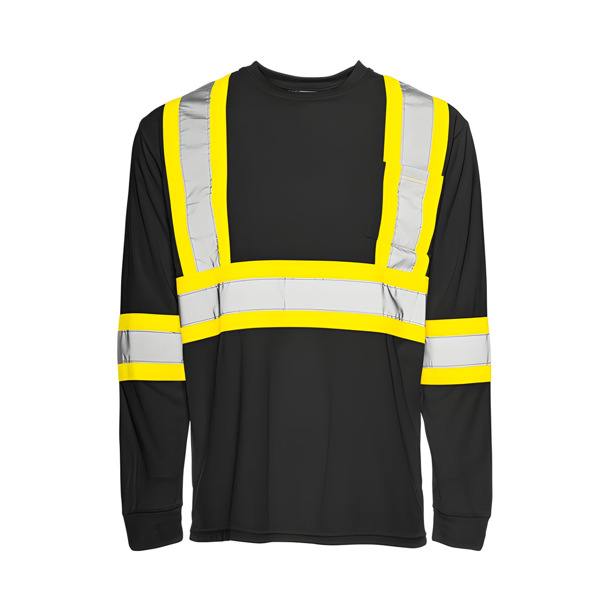 Long Sleeved Traffic T-Shirt, Polyester, Black, 4" Reflective Tape, Small- 1 Each - View 1