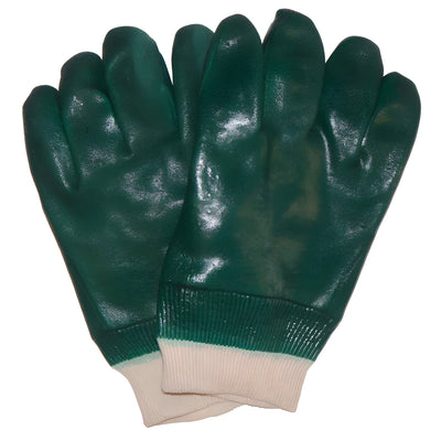 PVC Gloves, Green, Knitwrist- 12 Pr / Bag