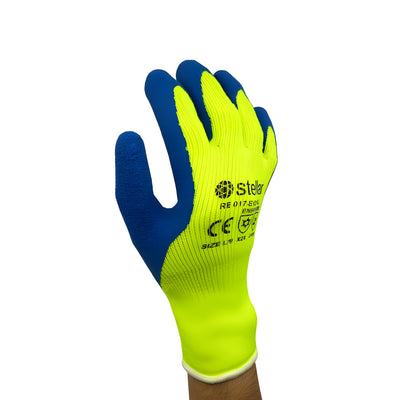 Stellar Acrylic Palm Coated Latex Gloves, Crinkle Finish, Sz 10 (X-Large), 12 Pairs / Bag