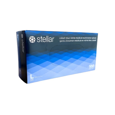 Stellar Classic Cobalt Blue Nitrile Exam Gloves , Large -100/ Box