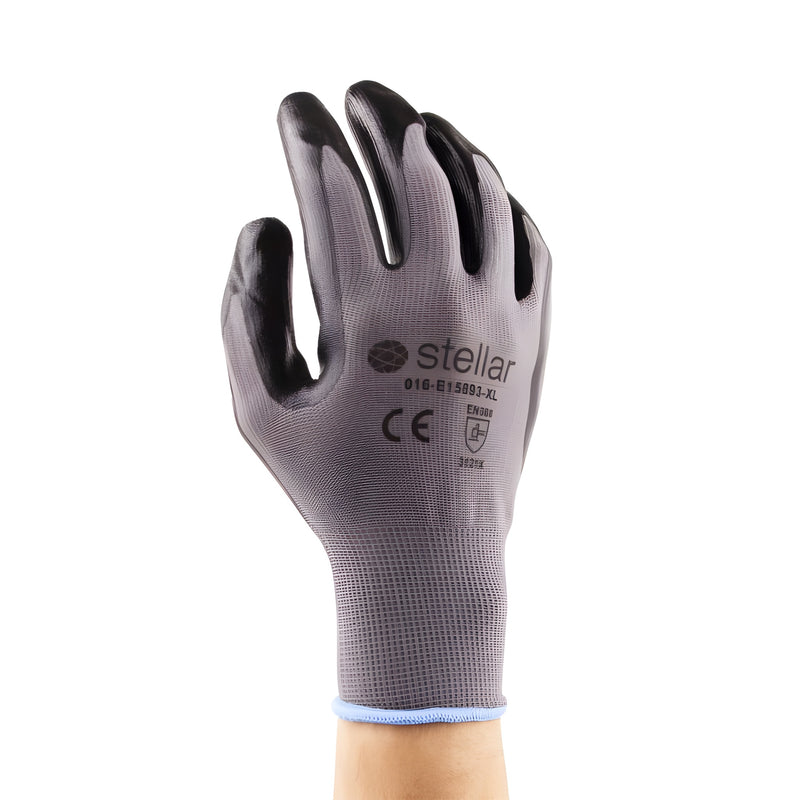 Stellar Nitrile Coated Nylon Glove, Black, Sz 10 (X-Large)- 12 Pr/Bag - View 1