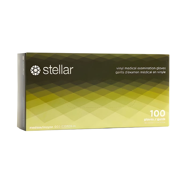 Stellar Plus Clear Vinyl Gloves, PF, Clear, Medium -100/ Box - View 1